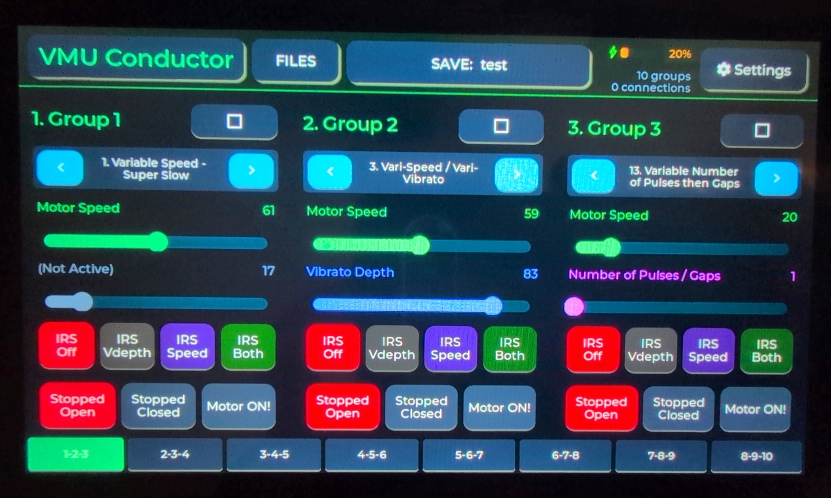 VMU Conductor mode on the Master Unit touchscreen