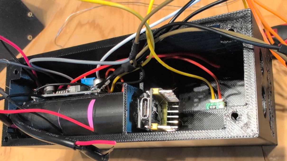 Inside V2 BT Micro showing wiring and components