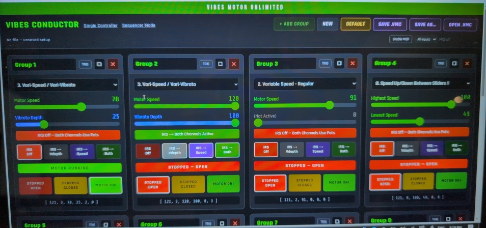 Vibes Conductor WebTool running in a browser